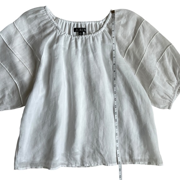 J. Crew 2025 White Ramie Puff Sleeve Blouse Top Size M - Picture 8 of 10